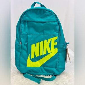 Nike Backpack Teal Blue with Neon Yellow Brand Logo Casual/School Bag  NWT